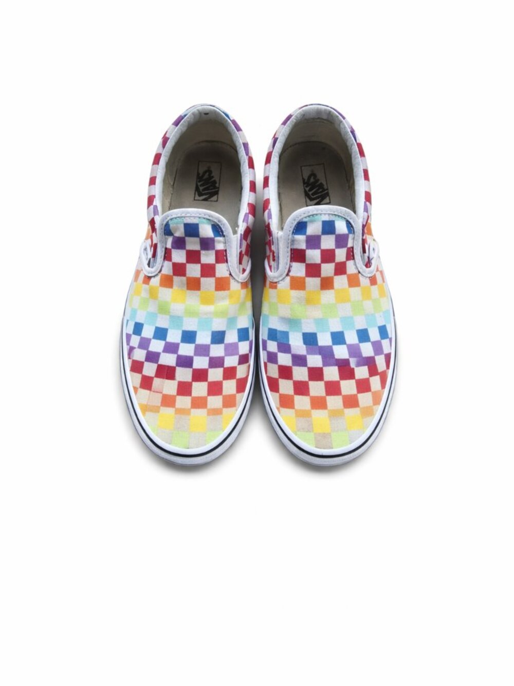 Vibrant Kid’s Vans Rainbow Checkerboard Slip-Ons – Playful + Iconic